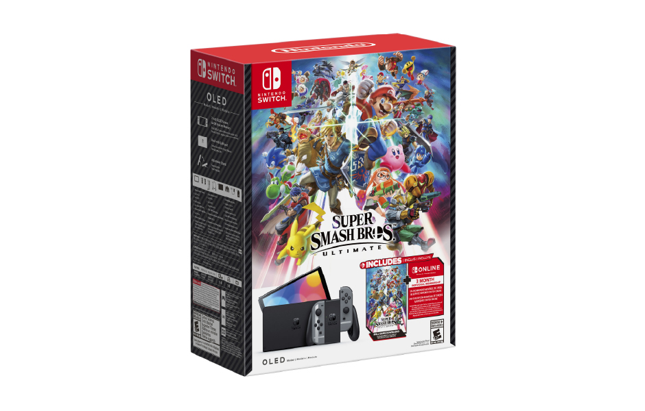 Nintendo Switch OLED - Super Smash Bros. Ultimate Bundle (Full Game Download + 3 Mo. Nintendo Switch Online Membership Included)